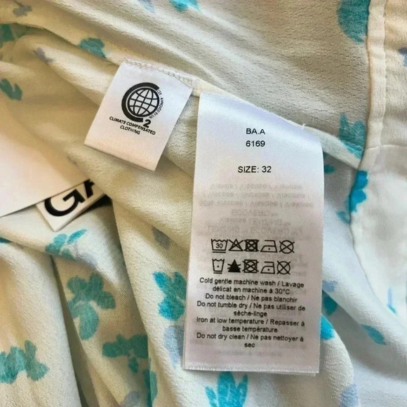 NWT Ganni Printed Crepe Wrap Dress Size 0 - Picture 15 of 16